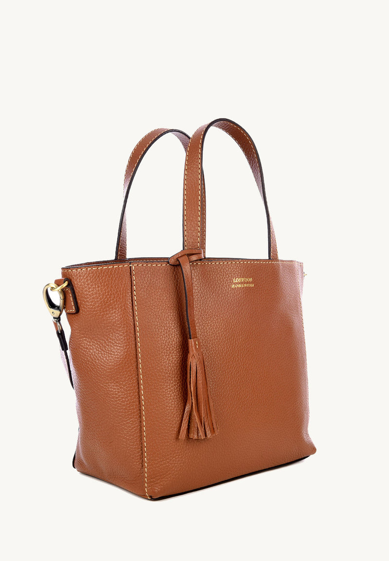 Small PARISIEN tote bag with shoulder strap - Grained leather