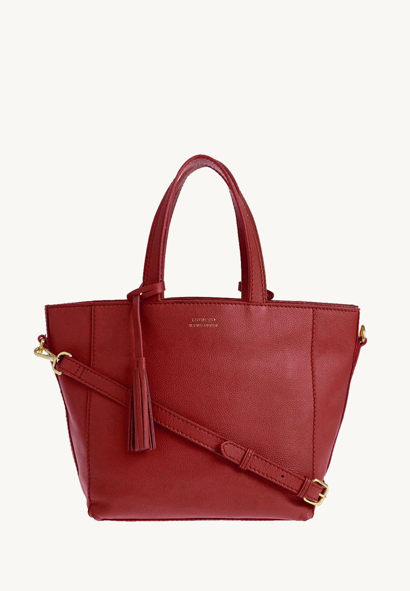 Small PARISIEN tote bag with shoulder strap - Grained leather