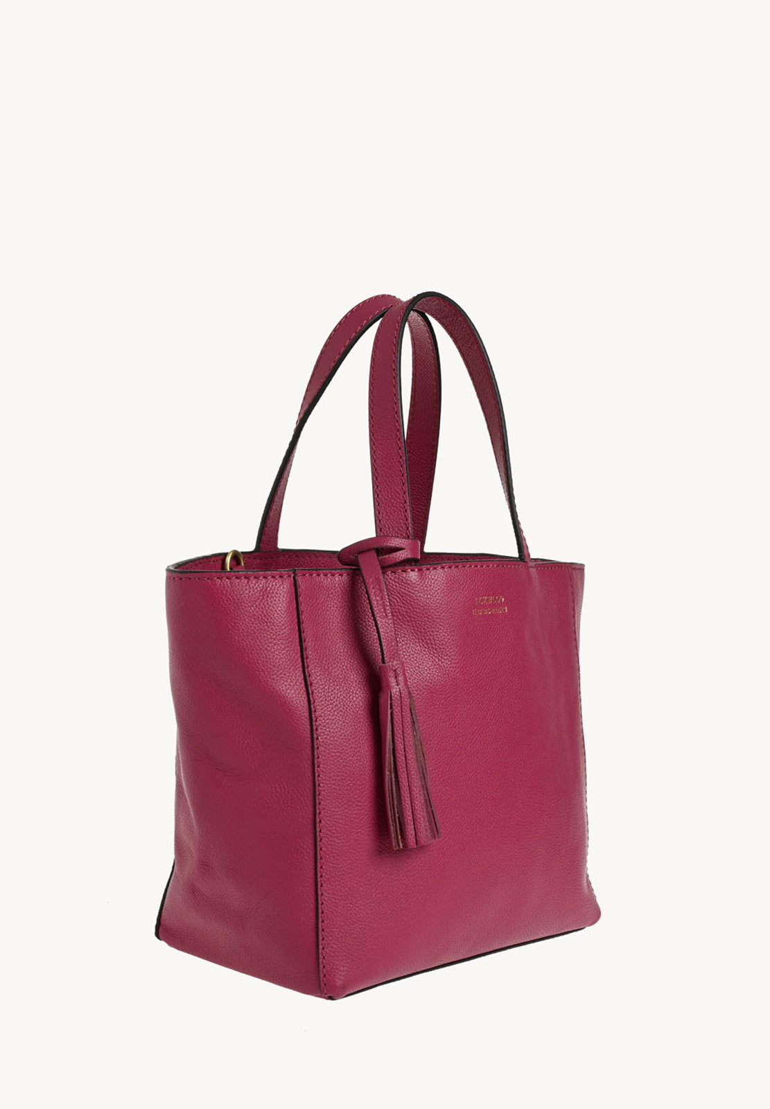 Small PARISIAN tote bag - Fuchsia grained leather