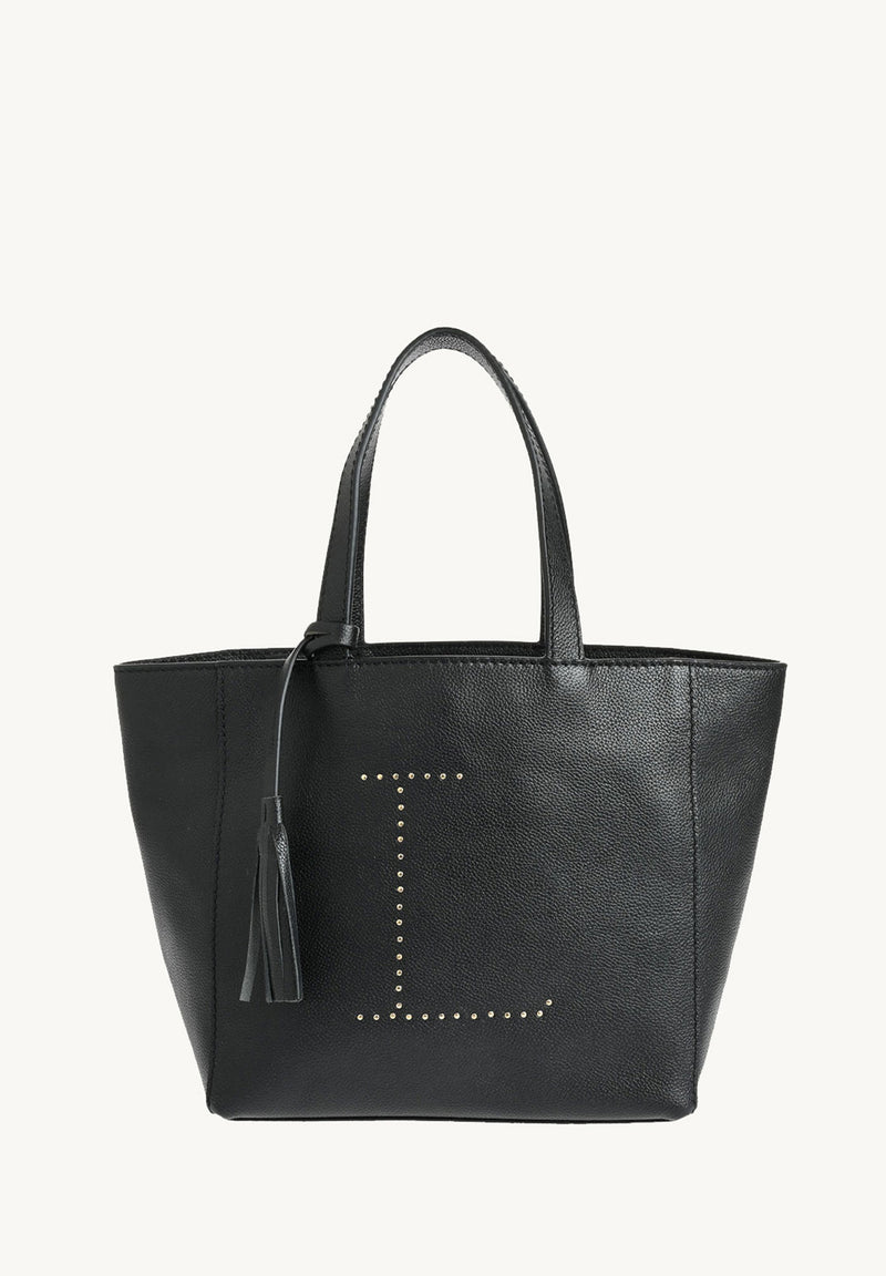 Small PARISIEN L Studded Tote Bag - Grained Leather