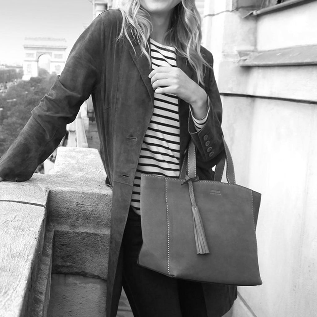 CABAS PARISIEN Small - Cuir velours