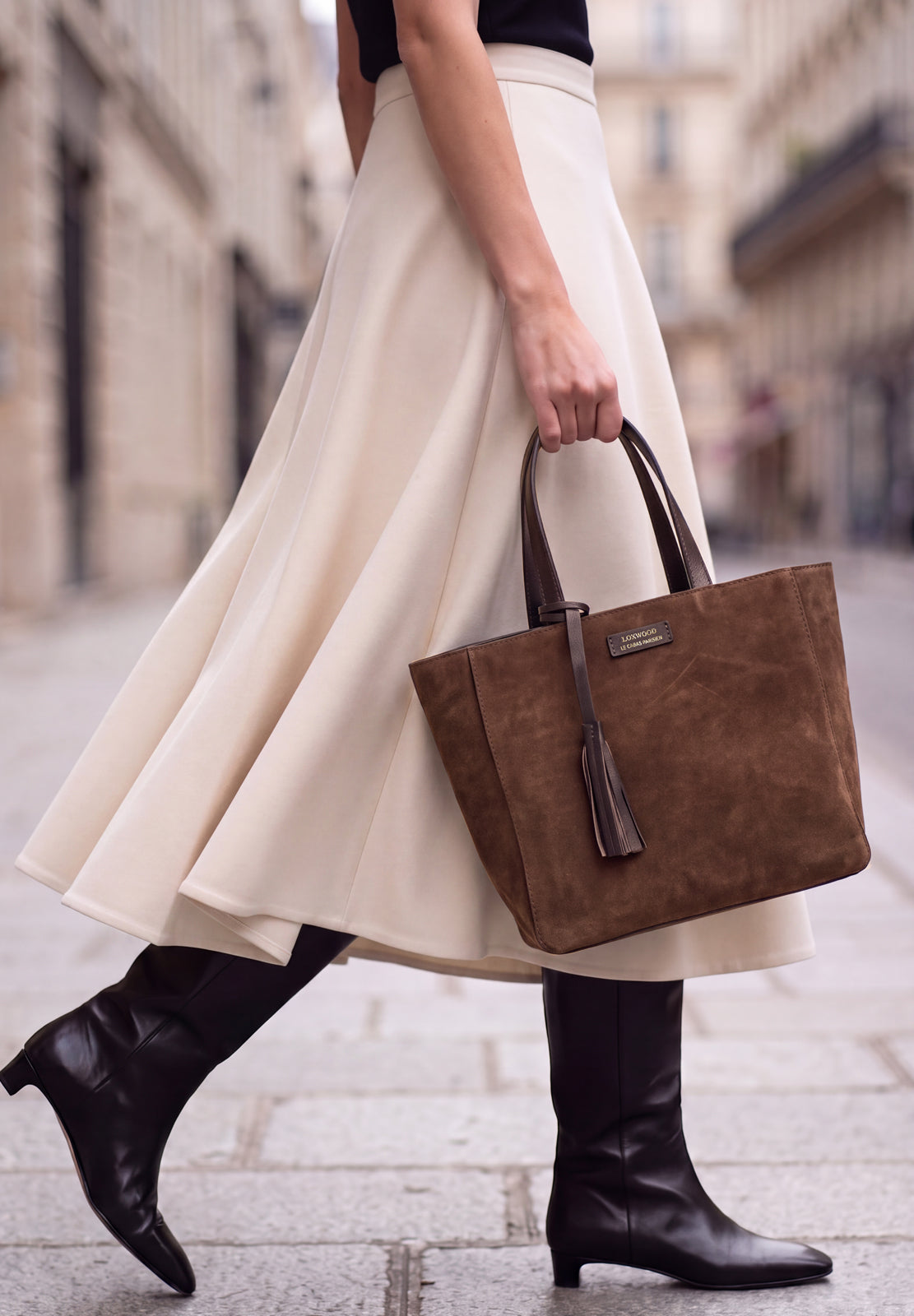 Cabas Parisien en cuir velours