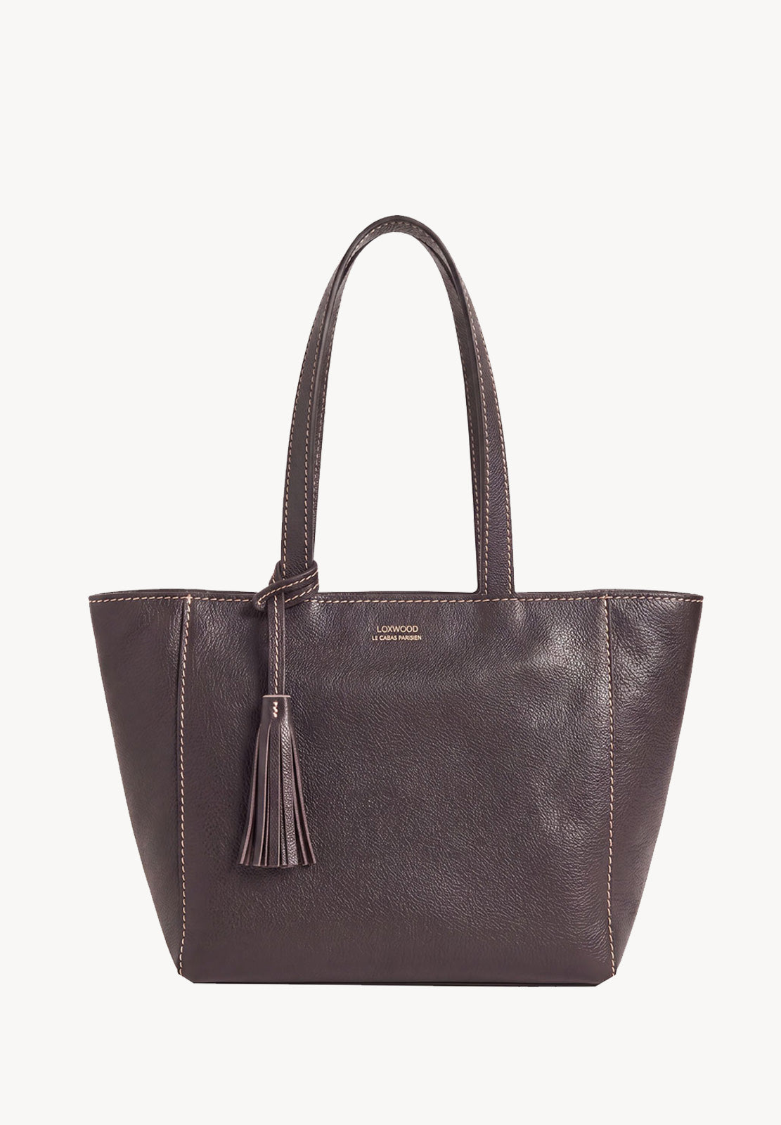 Grained leather zipped Parisian tote bag