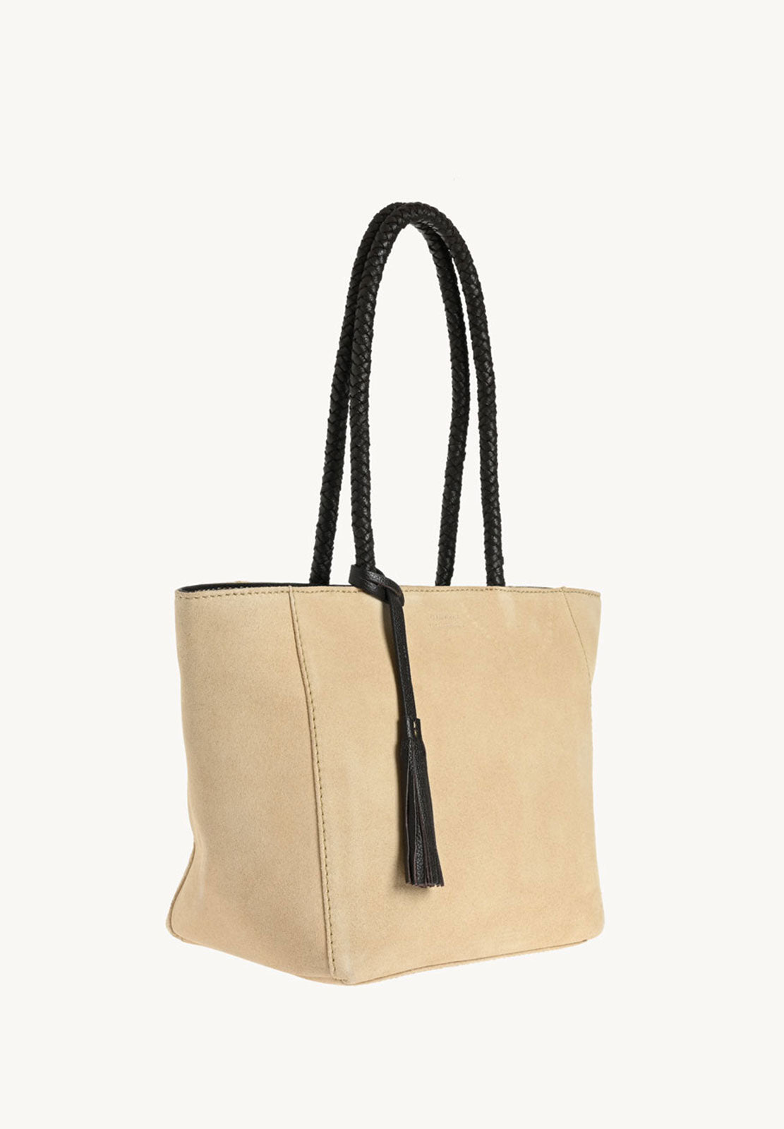 Velvet zippered Parisian tote bag with braided handle