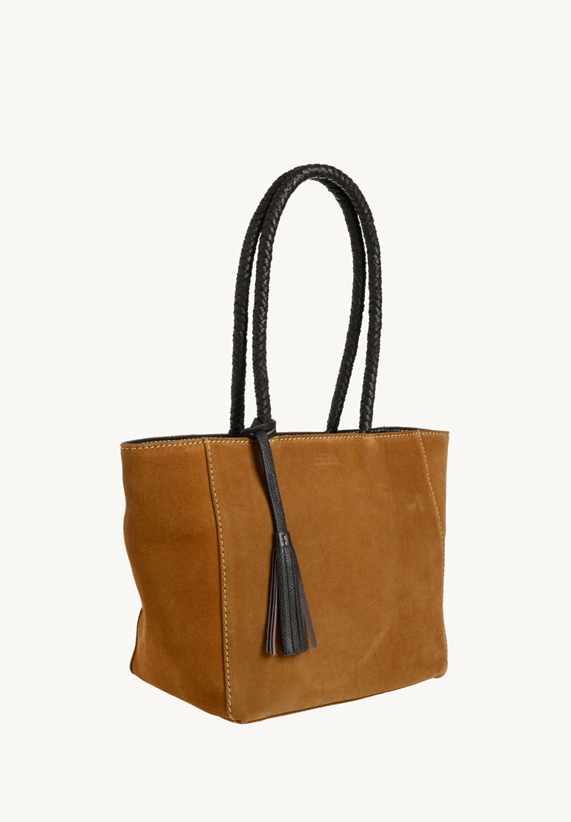 Velvet zipped Parisian tote bag with braided handle