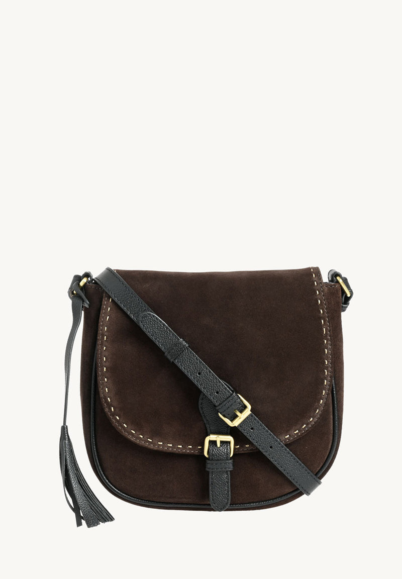 LIVIA - Crossover bag in contrasting hand-stitched suede