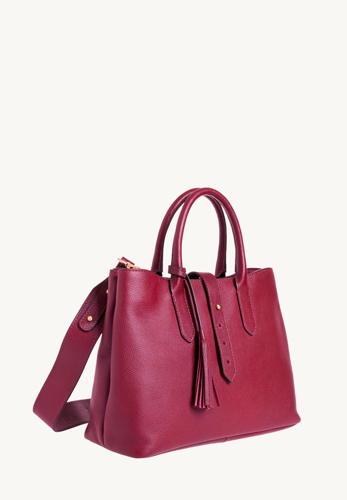 MIA - Fuchsia grained leather handbag with shoulder strap