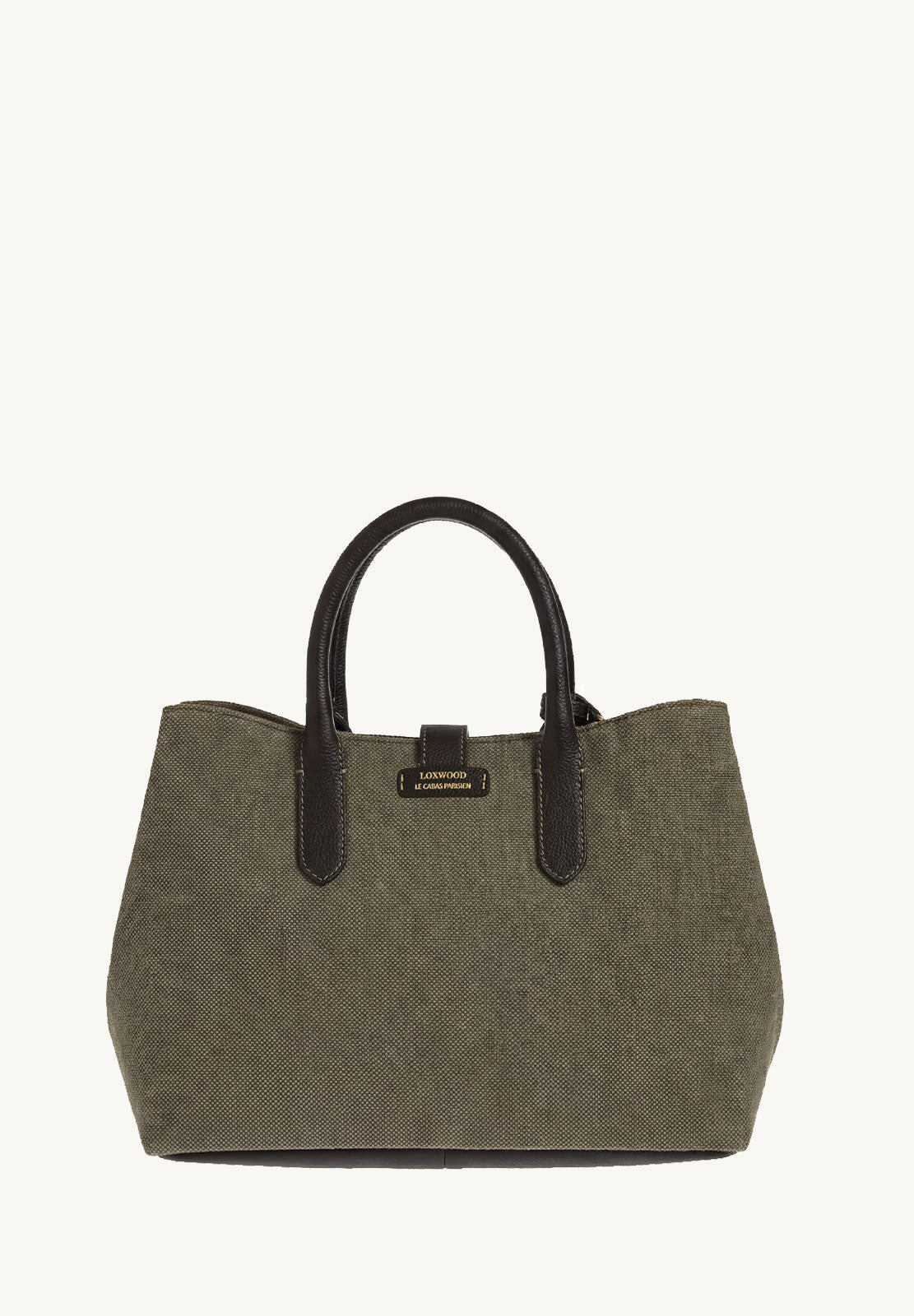 MIA - Brown Canvas and Leather Handbag with Shoulder Strap