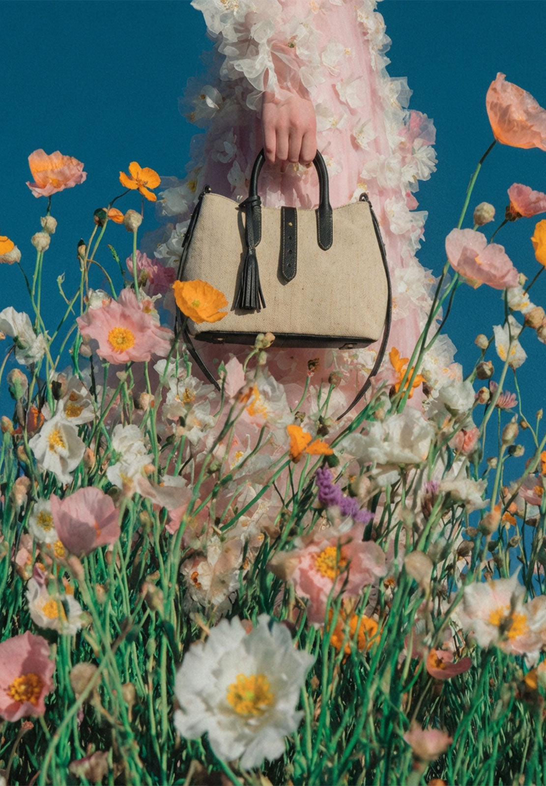 MIA - Canvas and leather handbag with shoulder strap