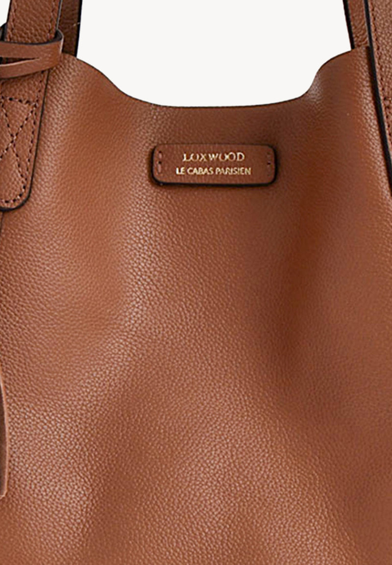 ODEON - Soft tote bag in contrasting hand-stitched grained leather
