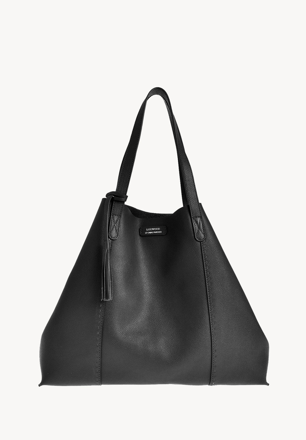ODEON - Soft tote bag in contrasting hand-stitched grained leather