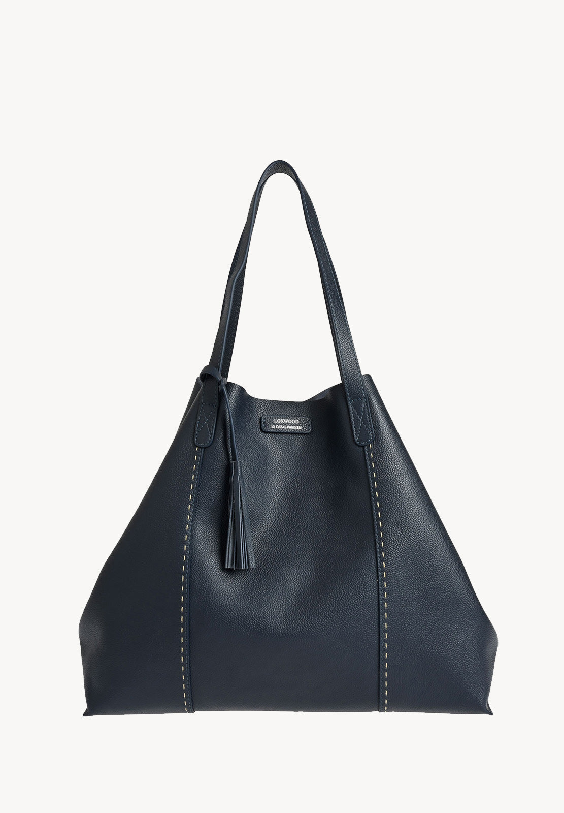 ODEON - Soft tote bag in contrasting hand-stitched grained leather