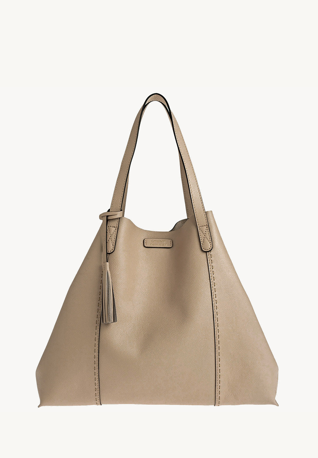 ODEON - Soft tote bag in contrasting hand-stitched grained leather