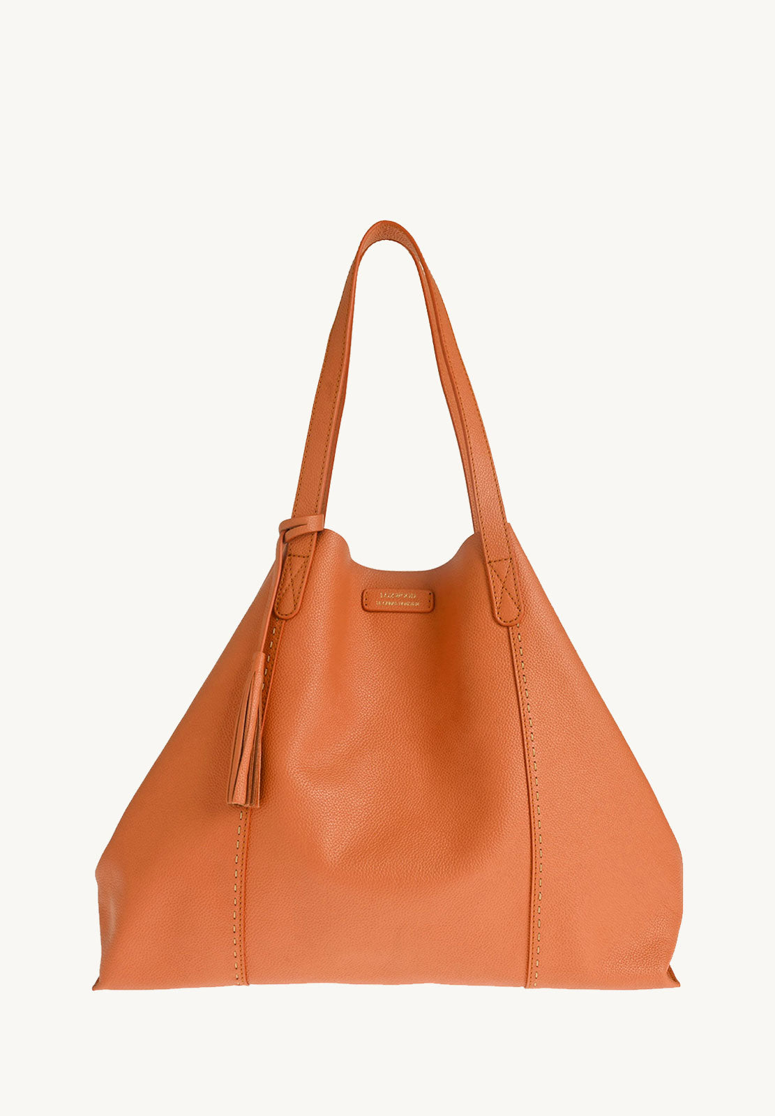 ODÉON - Sac cabas souple en cuir grainé piqué main contrasté