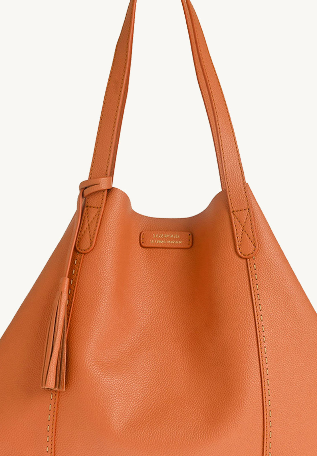 ODÉON - Sac cabas souple en cuir grainé piqué main contrasté