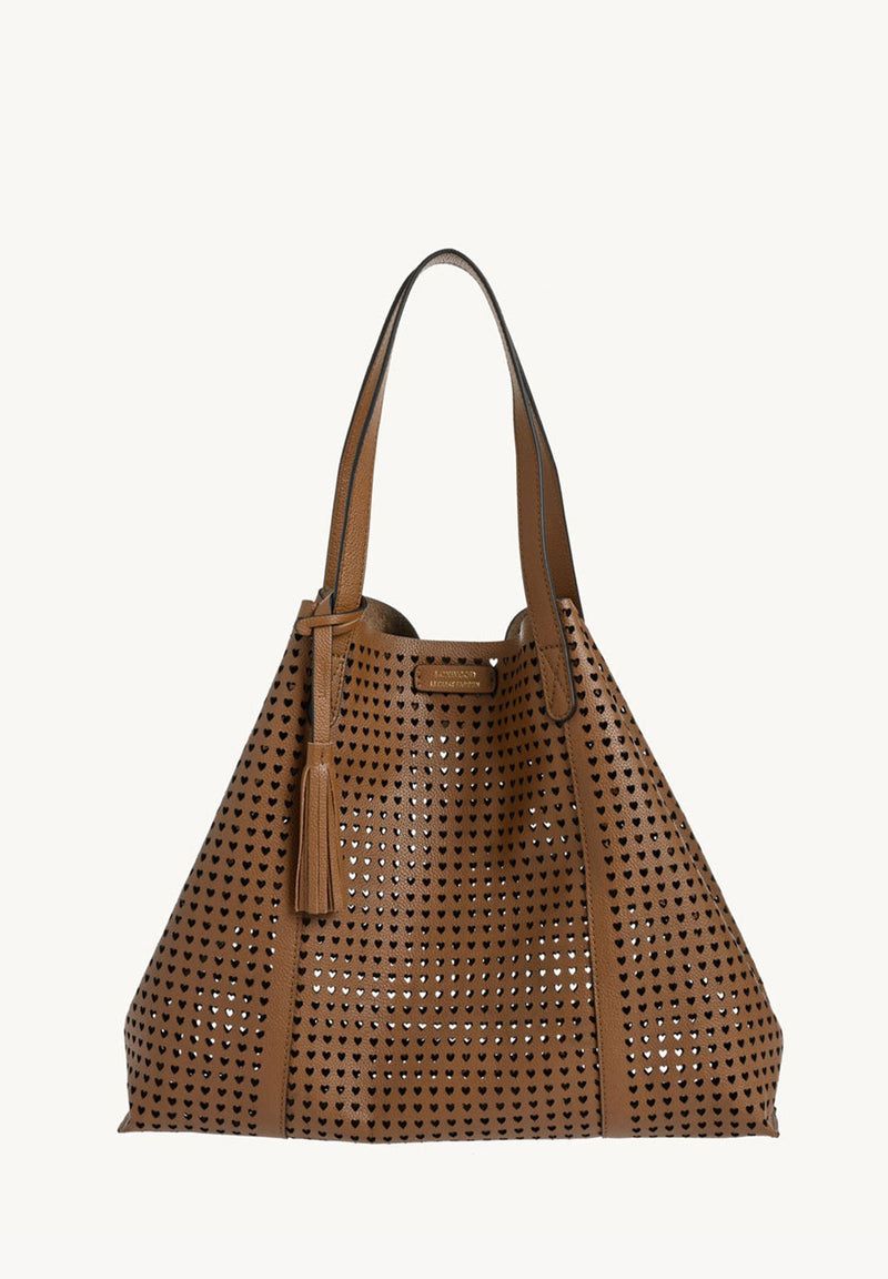ODÉON - Sac cabas perforé cœur en cuir