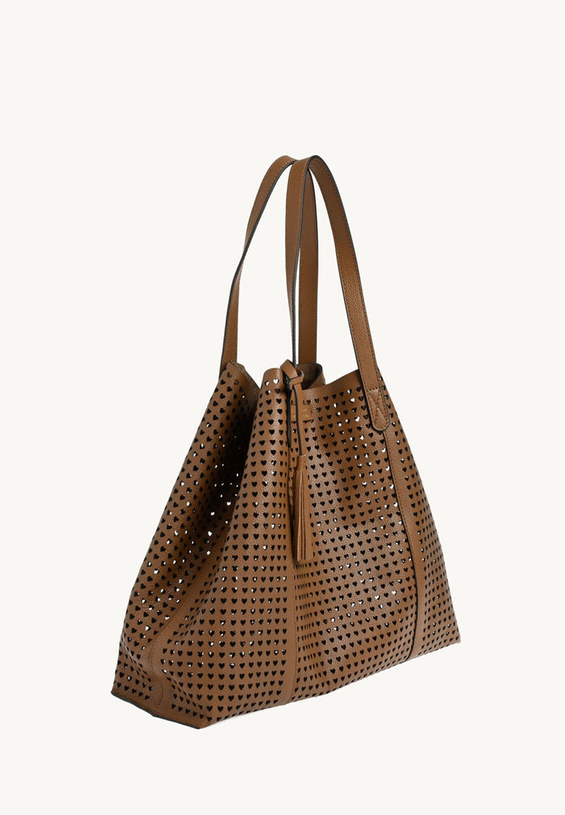 ODÉON - Sac cabas perforé cœur en cuir