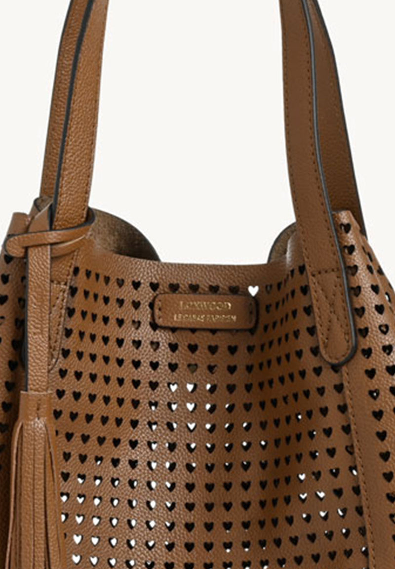 ODÉON - Sac cabas perforé cœur en cuir