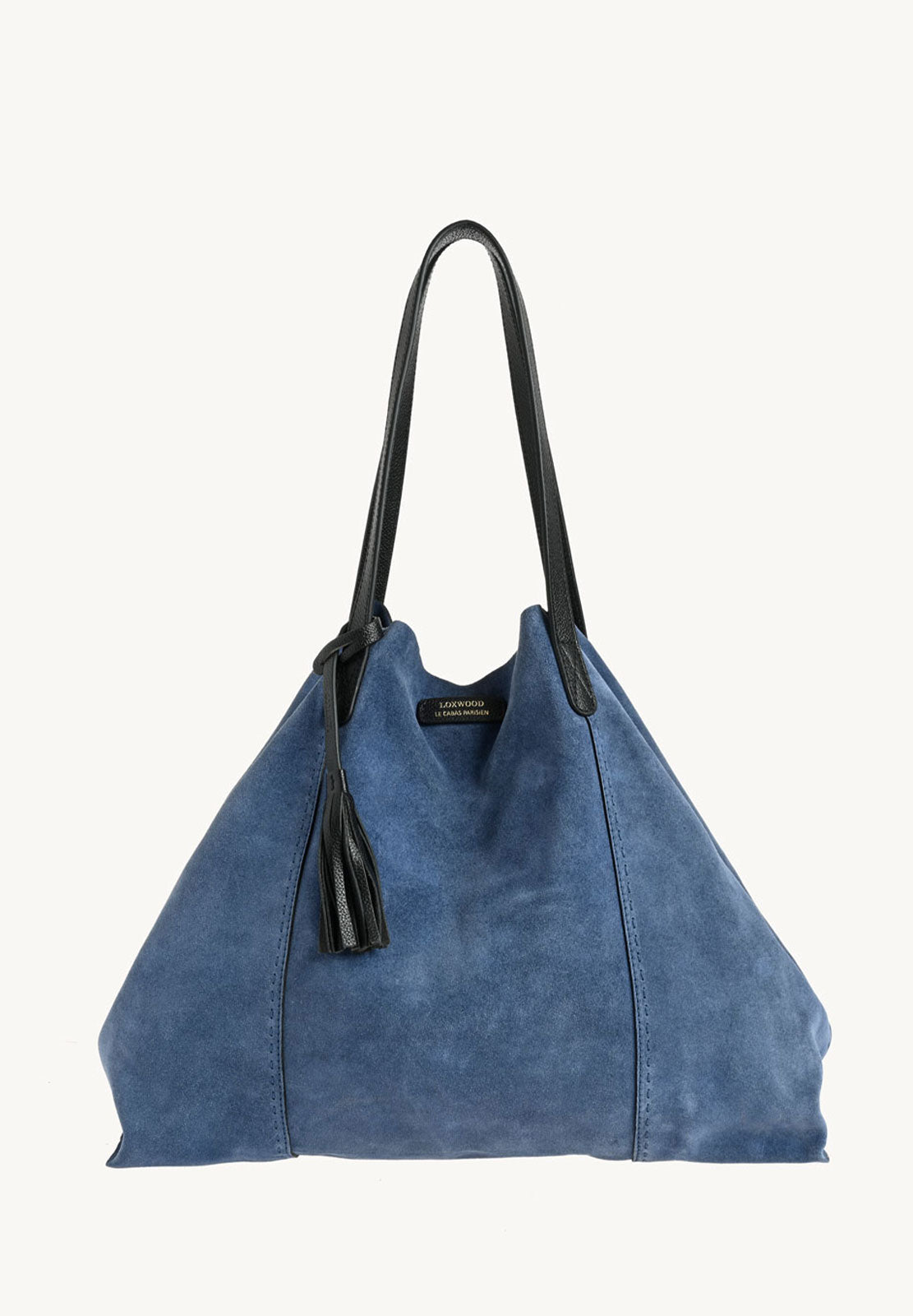 ODEON - Soft suede tote bag decorated with contrasting hand stitching