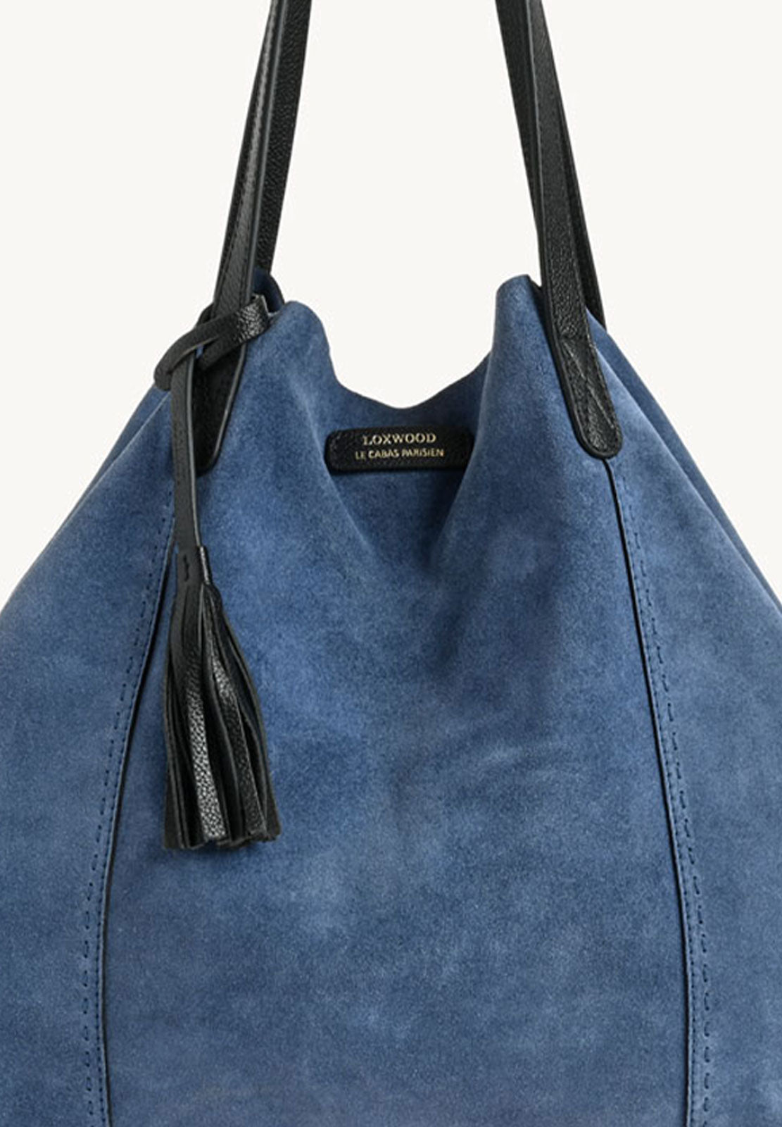 ODEON - Soft suede tote bag decorated with contrasting hand stitching