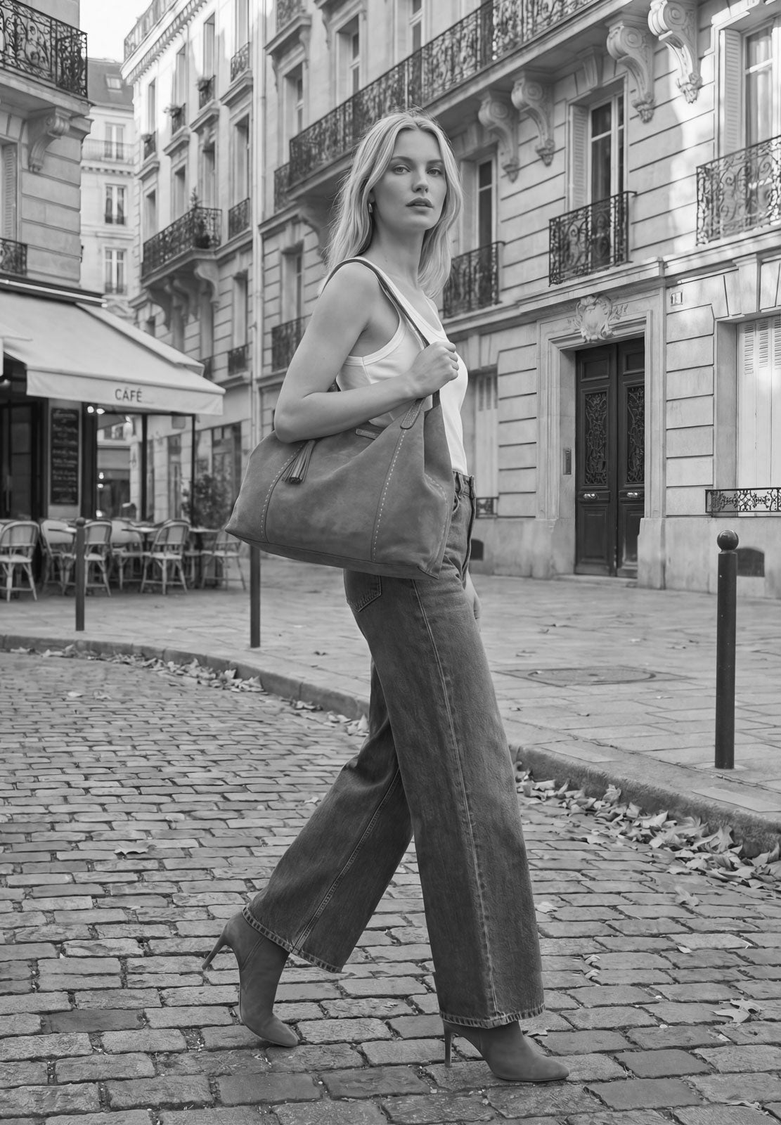 ODÉON - Grand cabas cuir velours