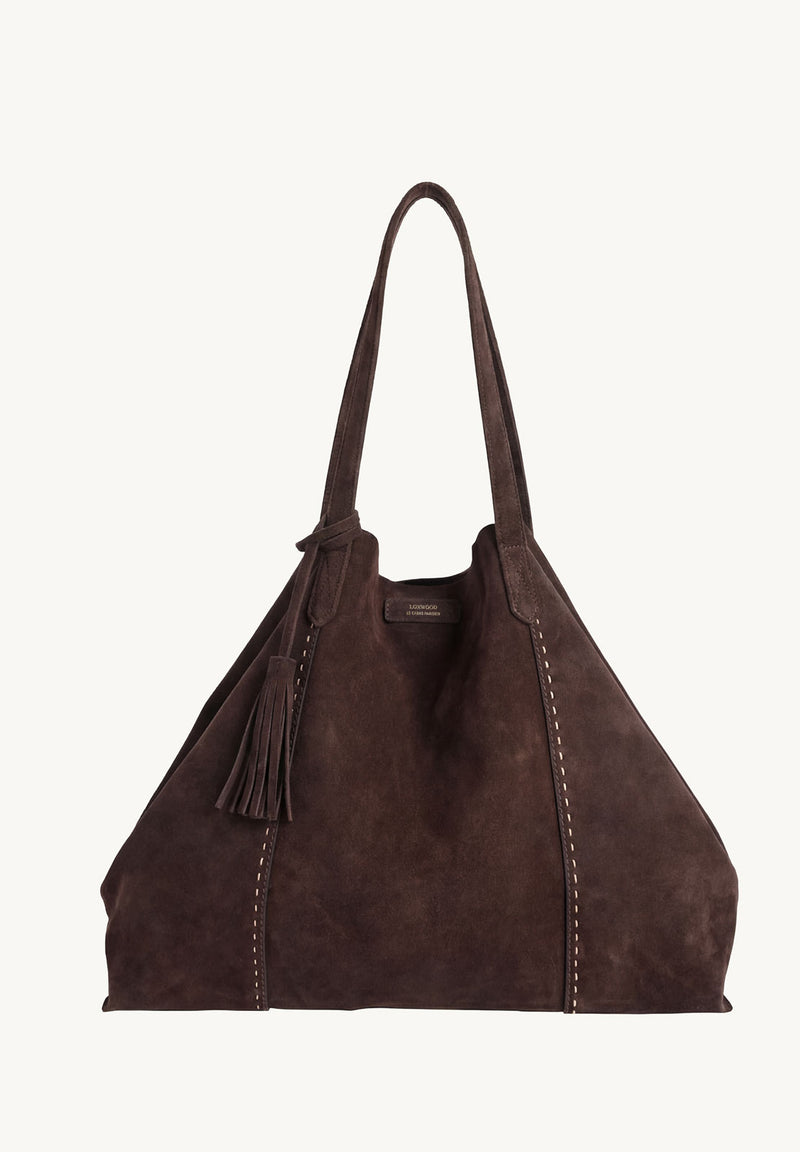 ODÉON - Large hand-stitched suede leather tote bag