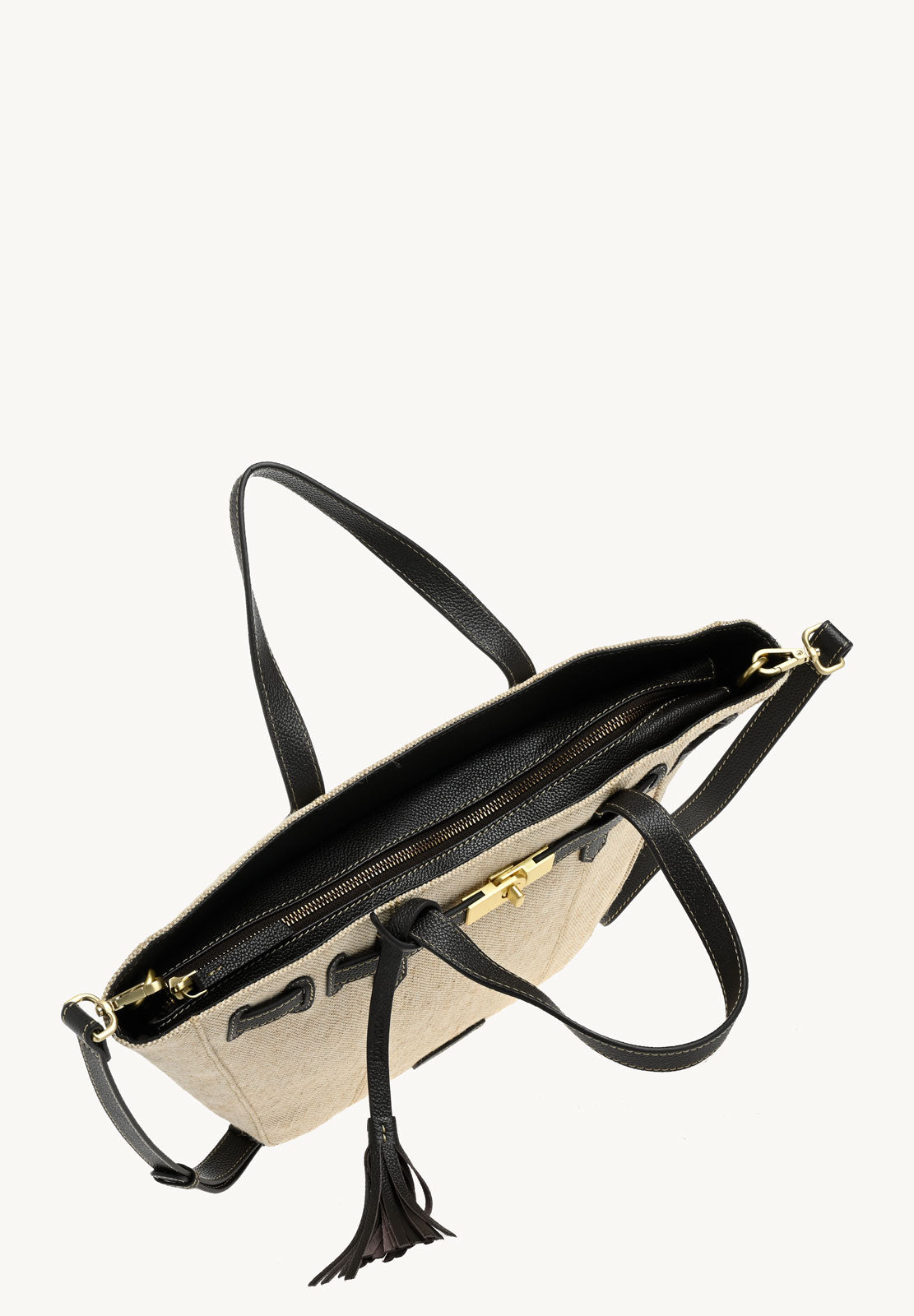 SUNDAY - Grand sac trapèze en toile et cuir