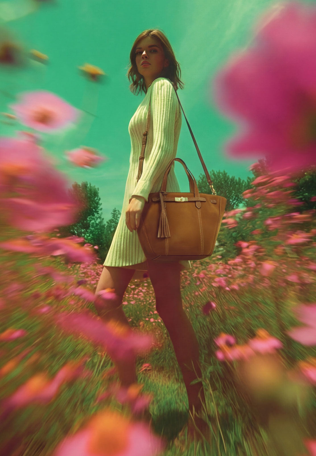 SUNDAY - Large trapezoidal bag in suede leather