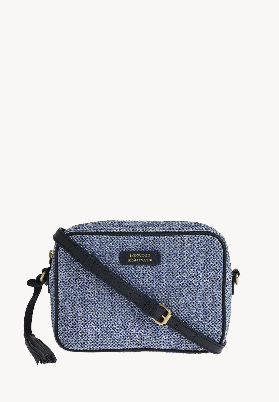 CAMERA - Petit sac trotteur en raphia et cuir Blue