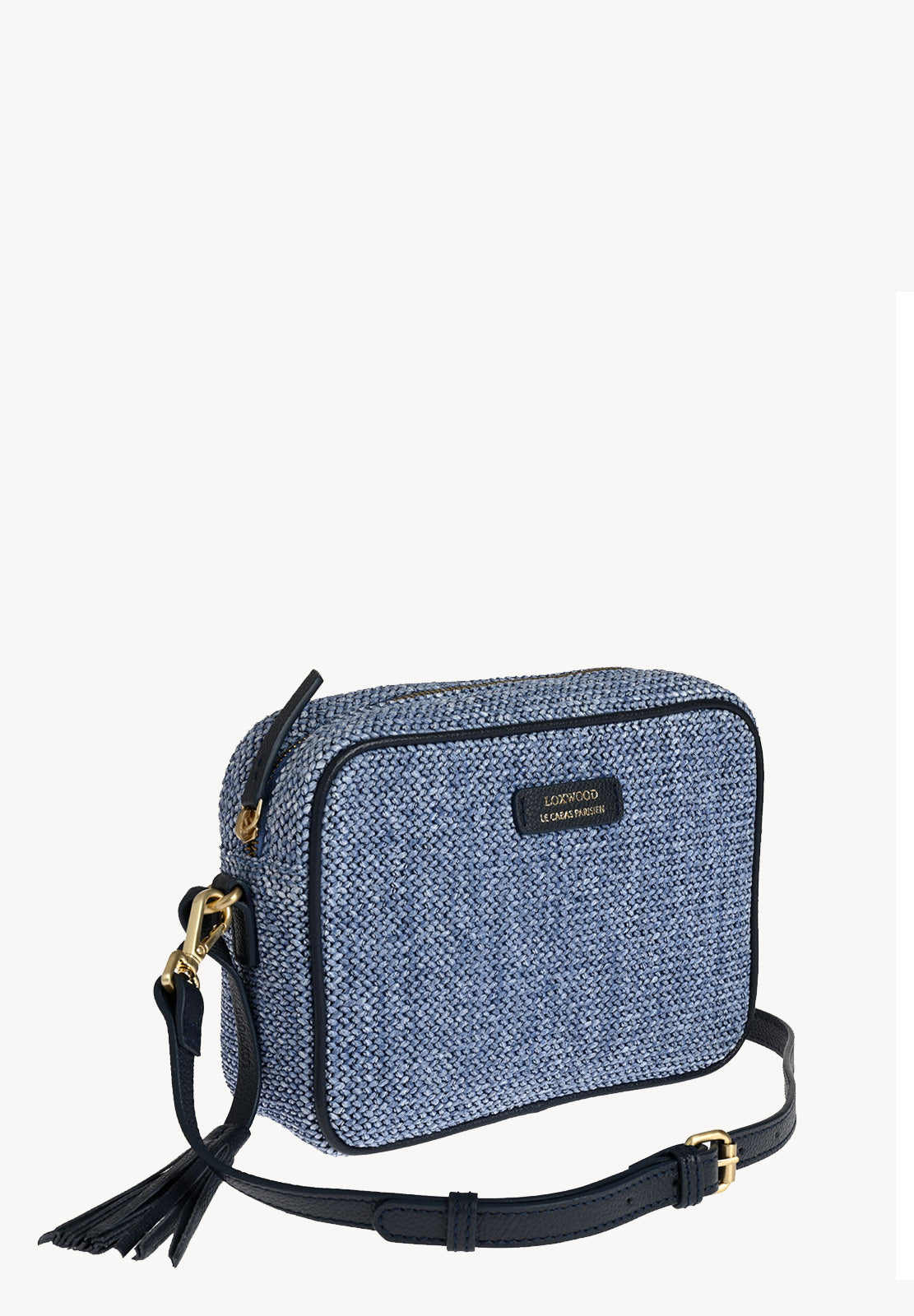 CAMERA - Petit sac trotteur en raphia et cuir Blue