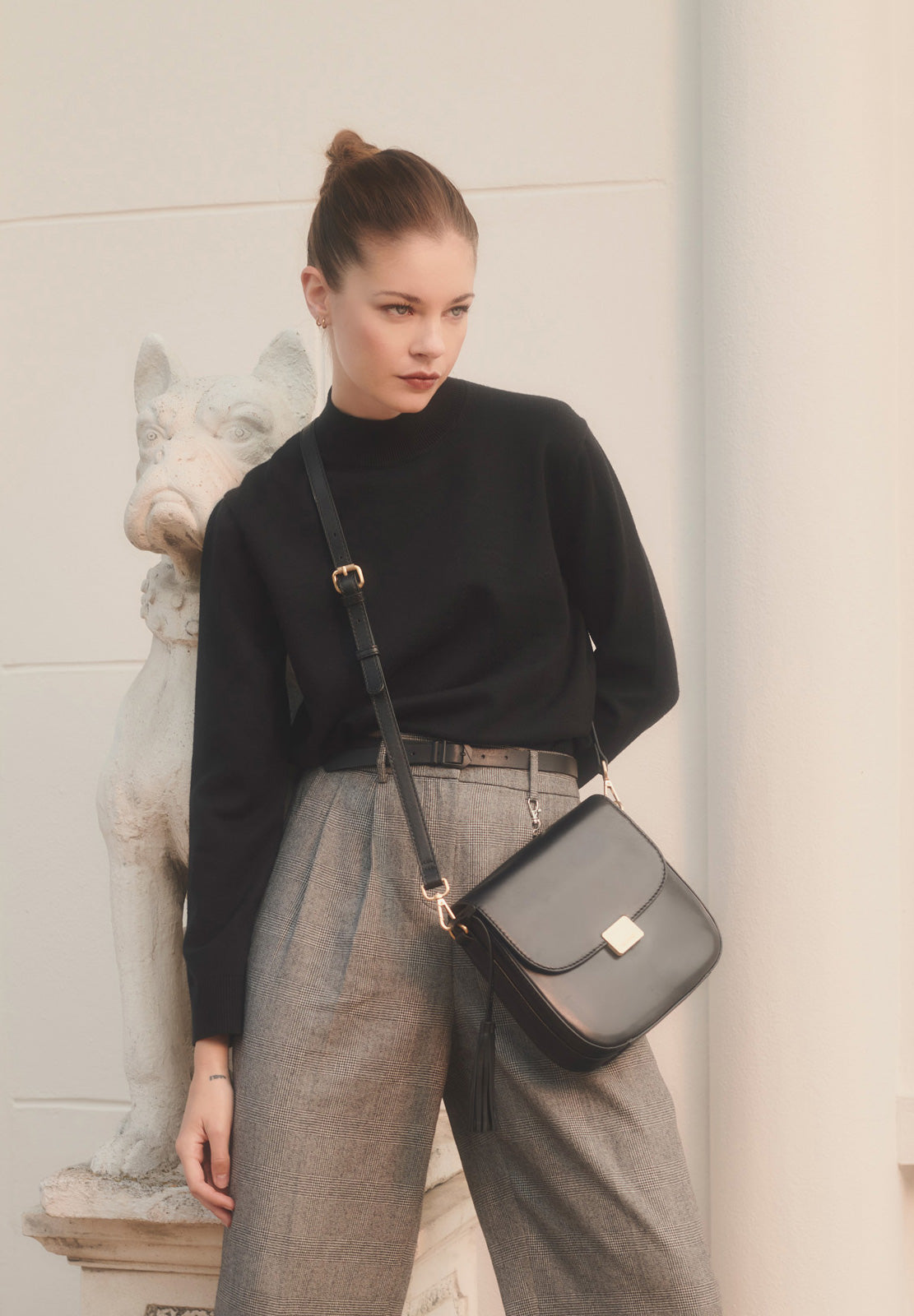 LAURENE - Sac besace en cuir lisse