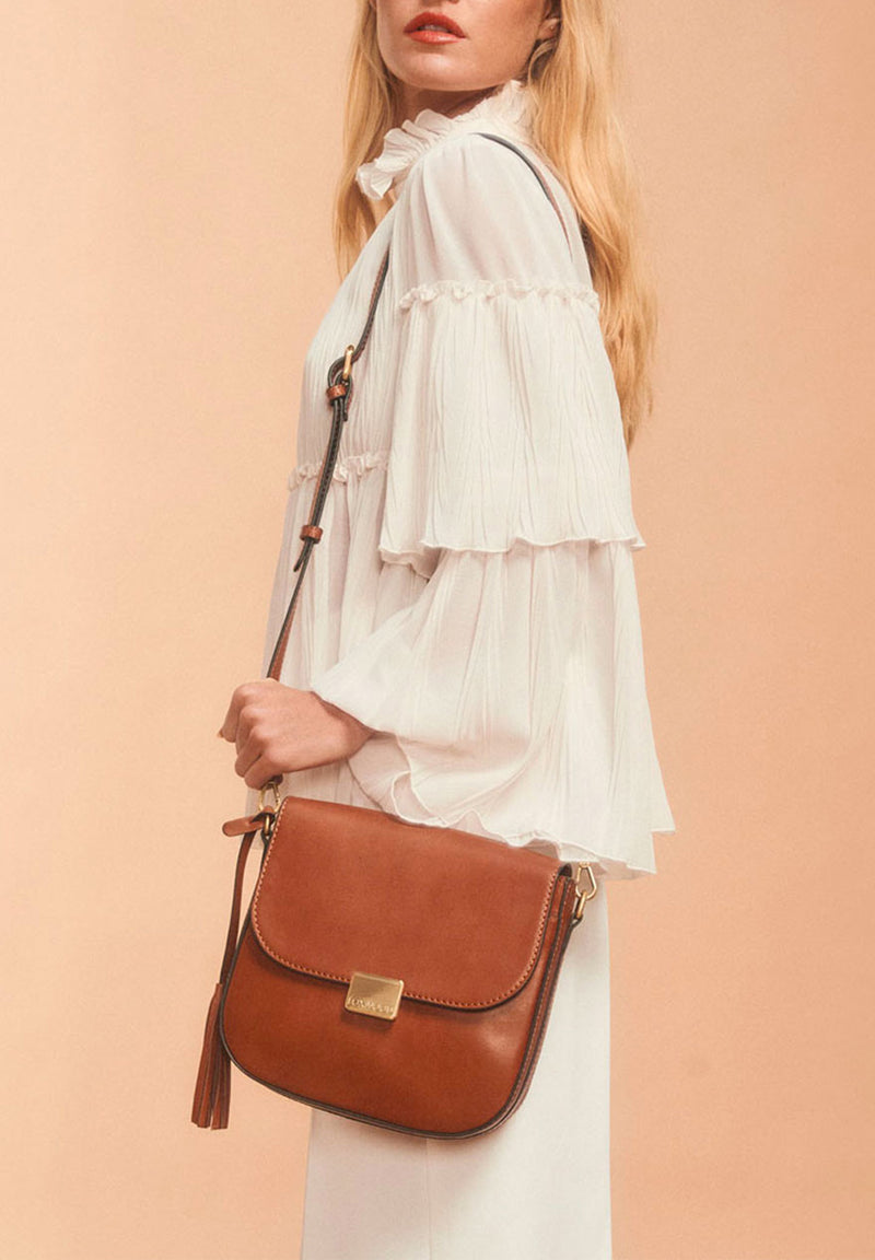 LAURENE - Sac besace en cuir lisse