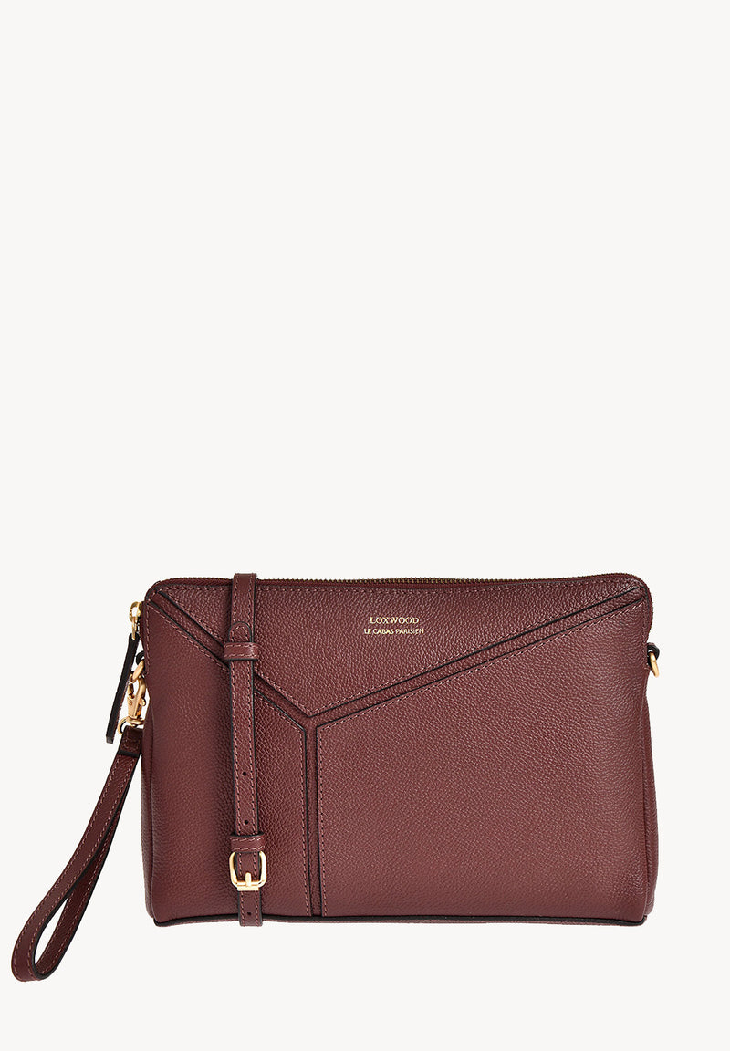 ZORA - ORIGAMI-style grained leather zipped clutch bag