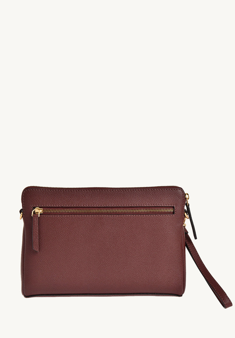 ZORA - ORIGAMI-style grained leather zipped clutch bag