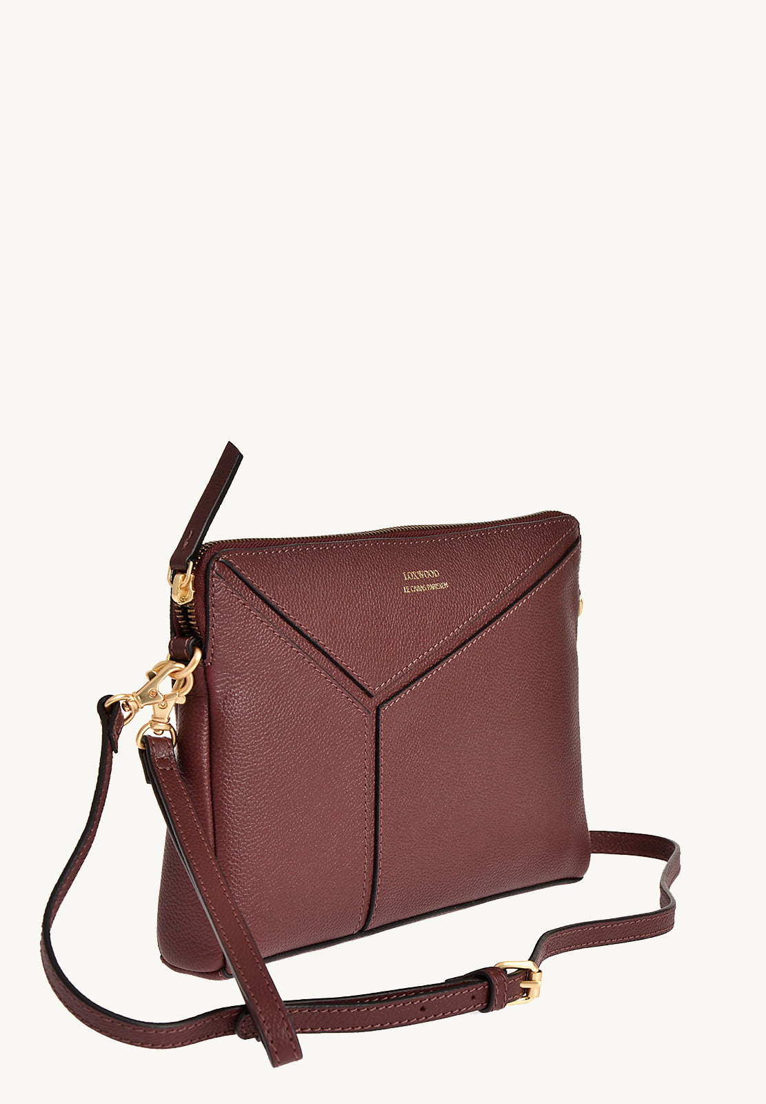 ZORA - ORIGAMI-style grained leather zipped clutch bag