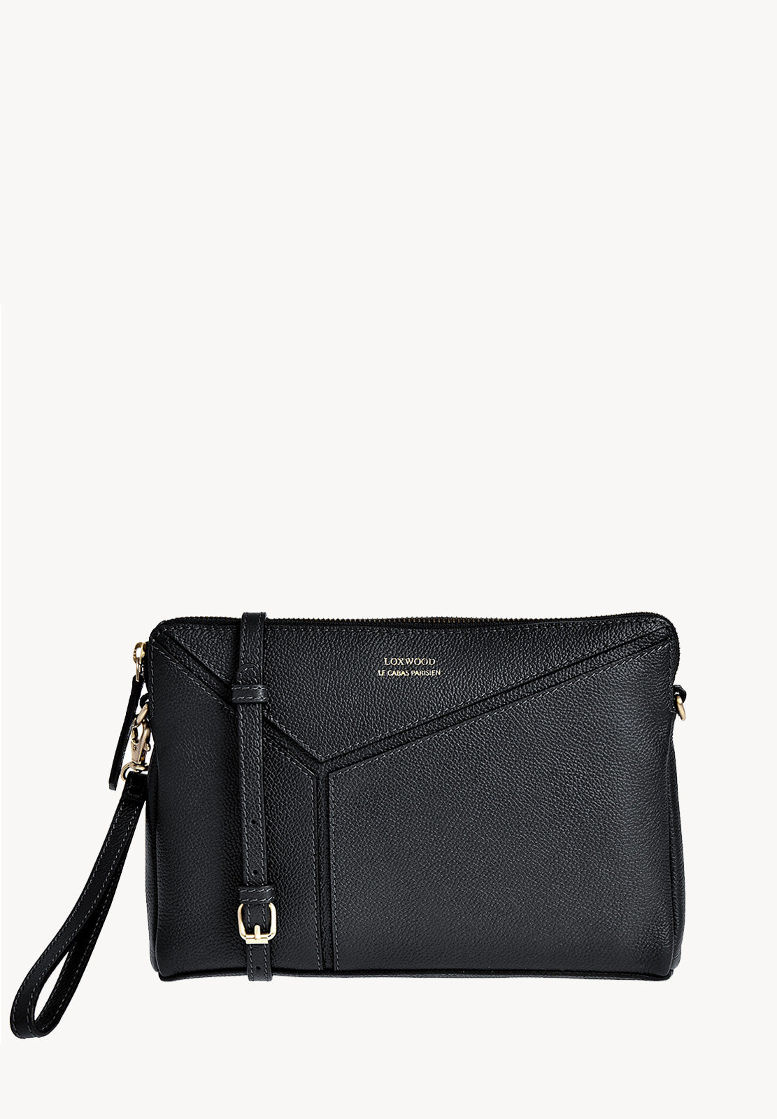 ZORA - Sac pochette zippé en cuir grainé façon ORIGAMI