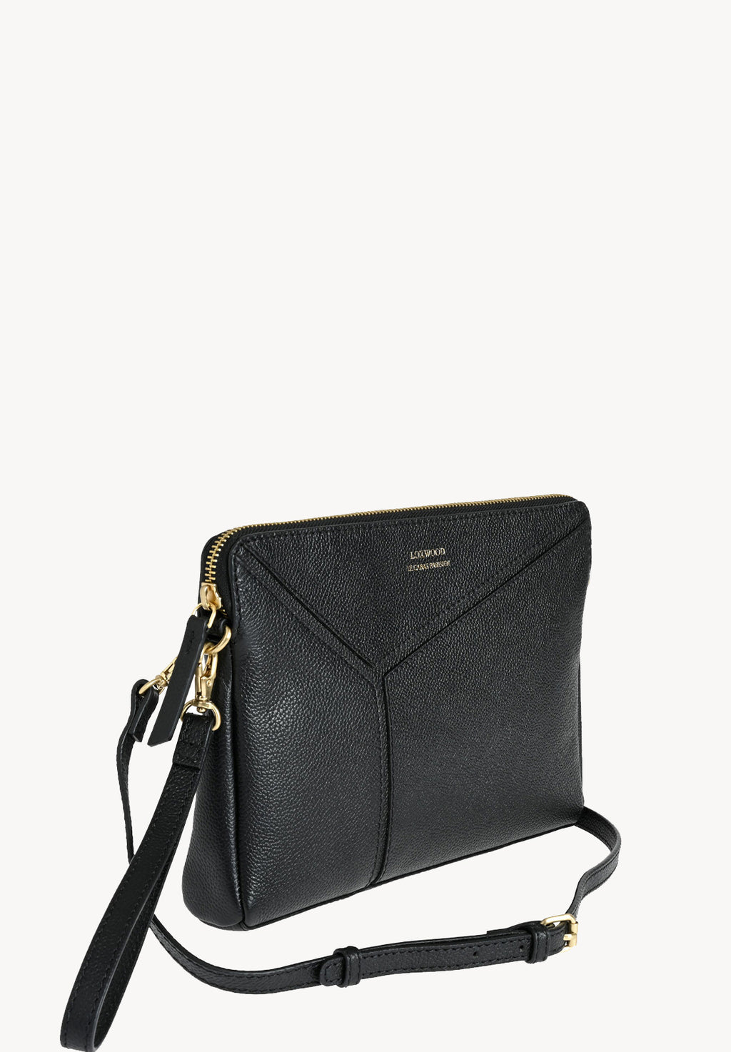 ZORA - Sac pochette zippé en cuir grainé façon ORIGAMI
