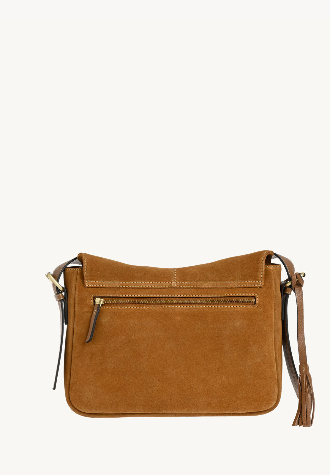 GISELE - Suede satchel bag with adjustable shoulder strap