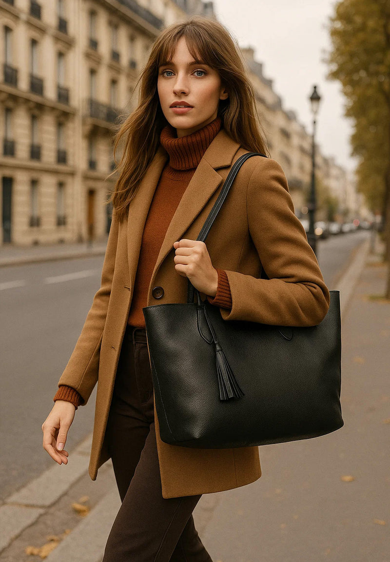 SHOPPER - Sac porté épaule en cuir grainé