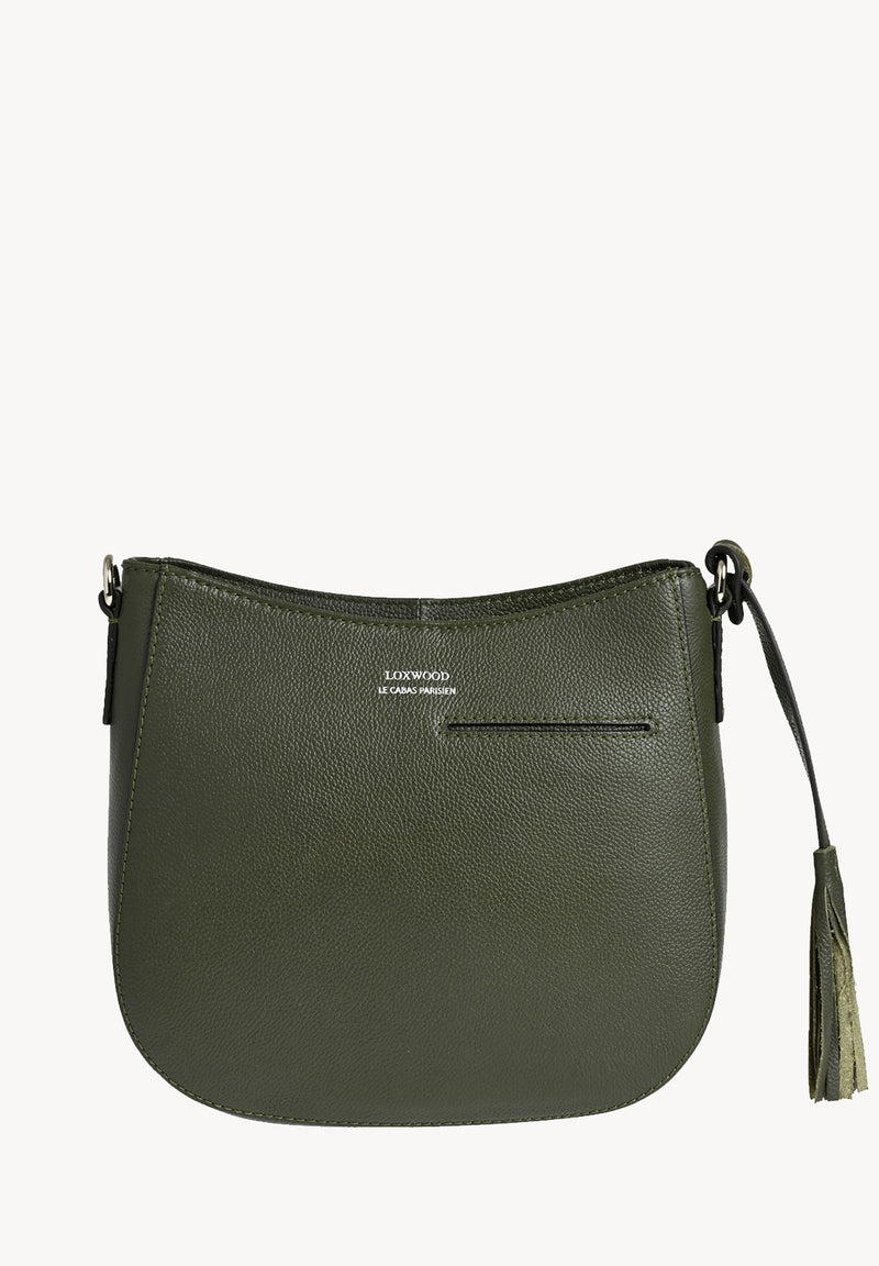 MAUD - Crossover bag in grained leather with crocodile-effect belt