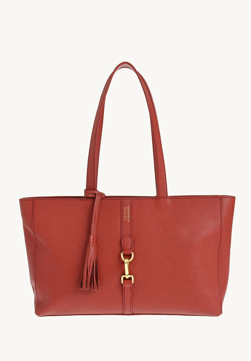 ÉNORA - Grained leather tote bag with carabiner