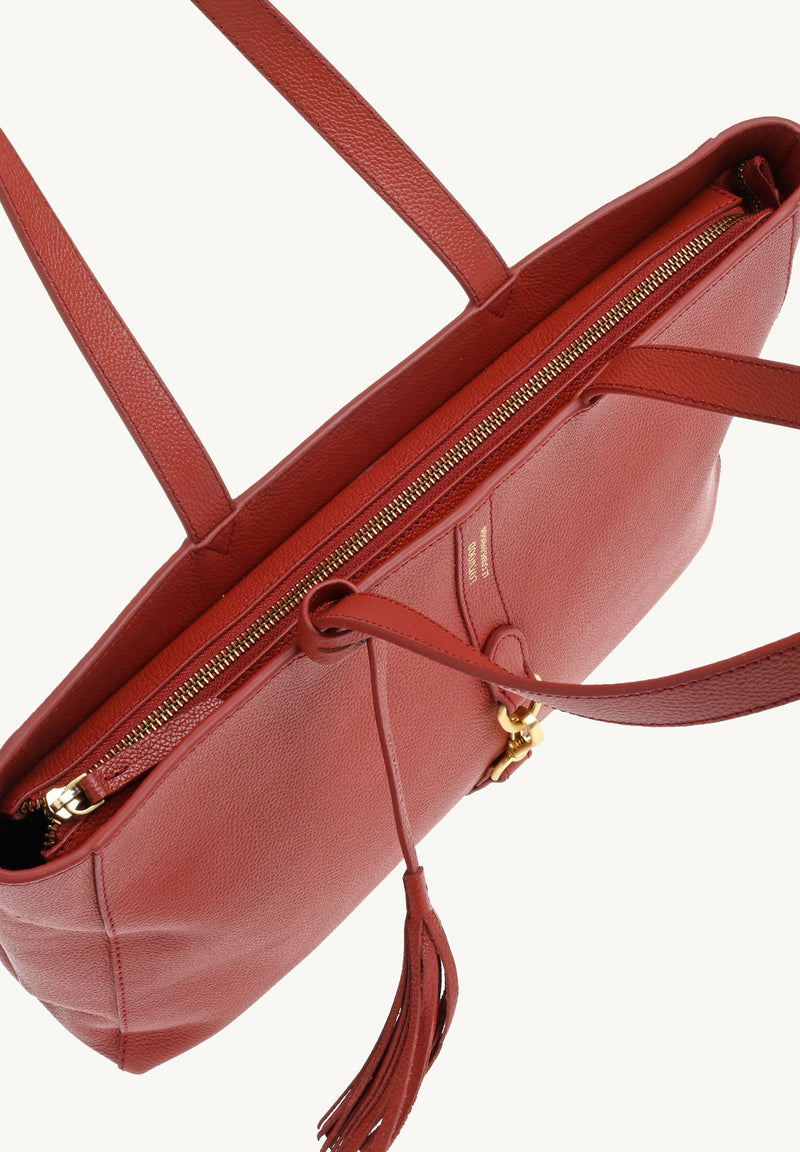 ÉNORA - Grained leather tote bag with carabiner