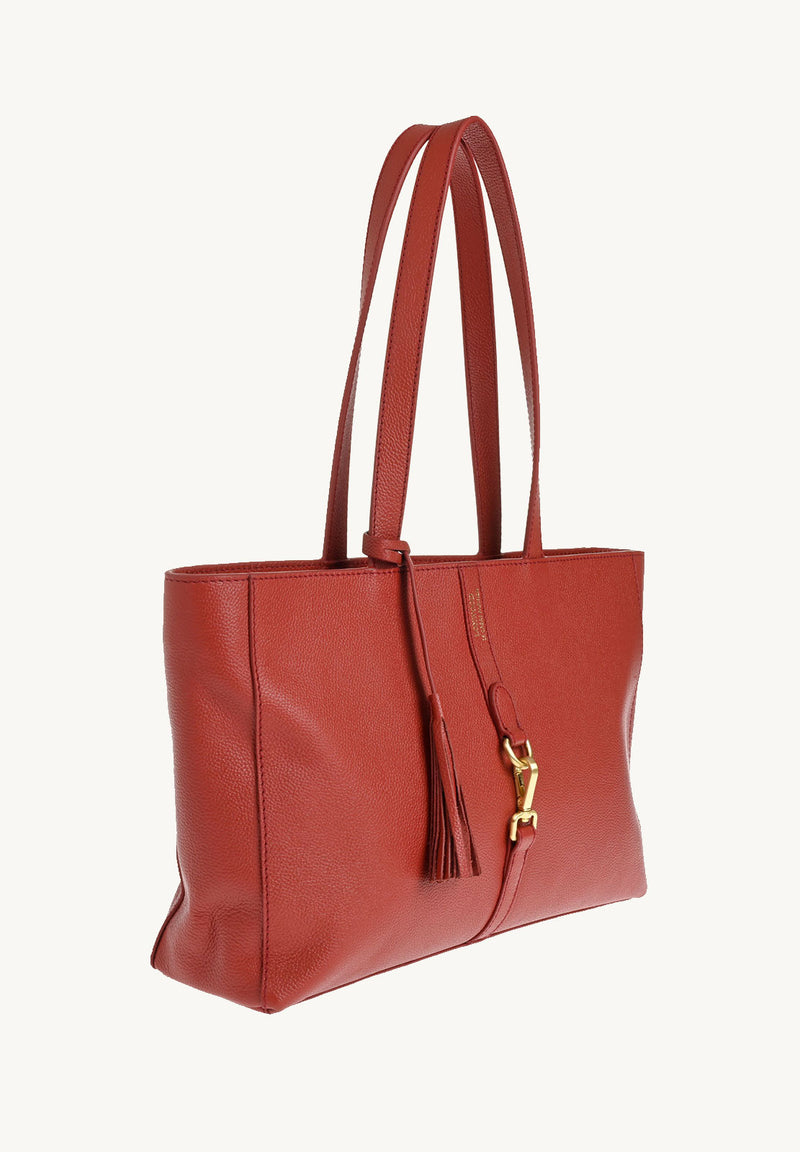 ÉNORA - Grained leather tote bag with carabiner