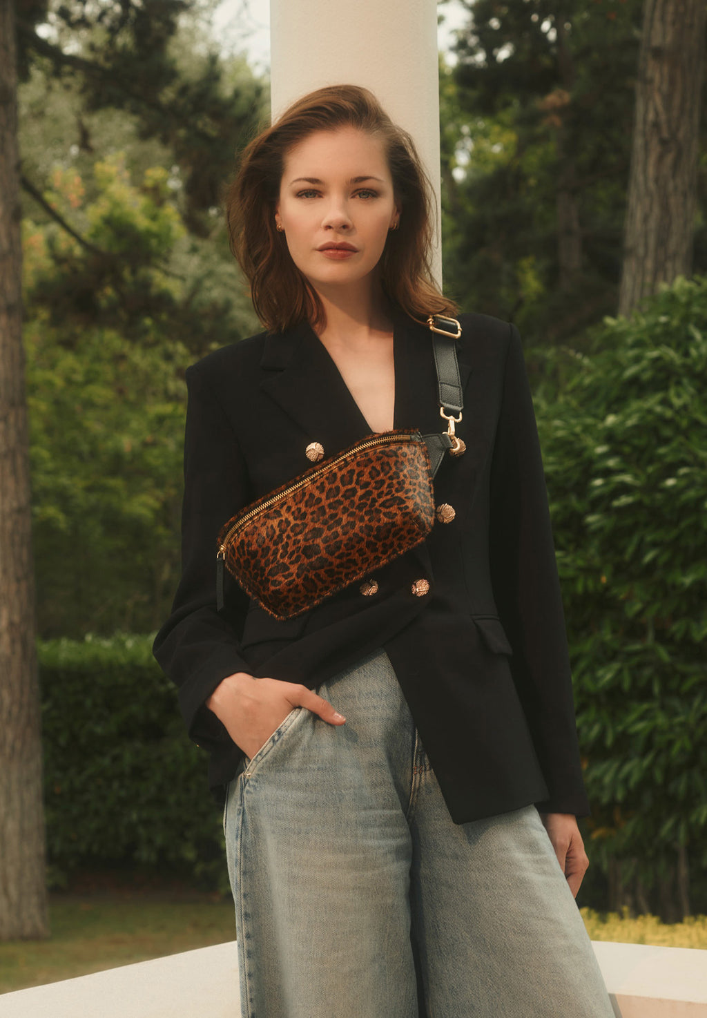 GAYA - Sac banane en cuir imprimé léopard