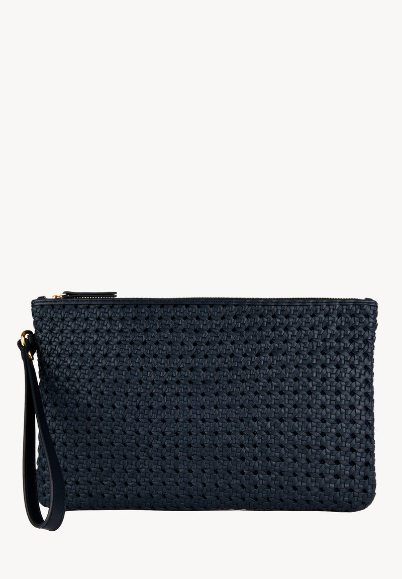 GARANCE - Pochette en cuir effet cannage