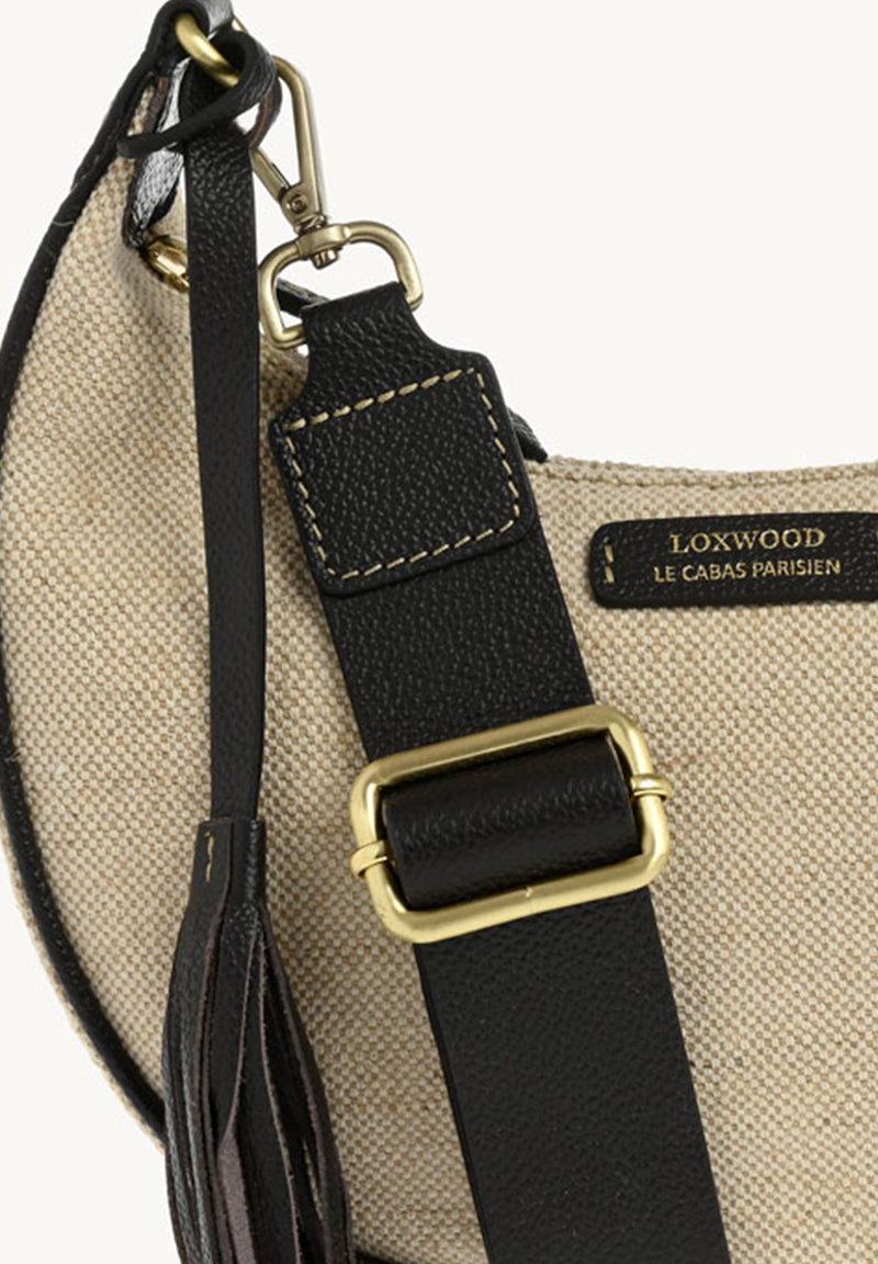 ALBANE - Sac demi lune en toile & cuir