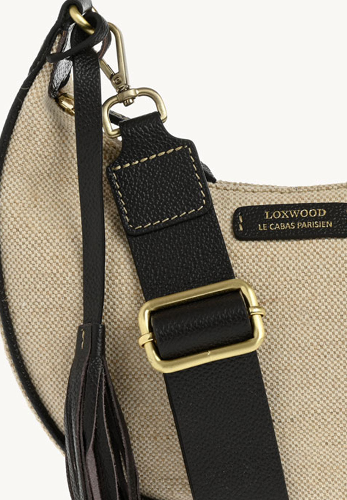 ALBANE - Sac demi lune en toile & cuir