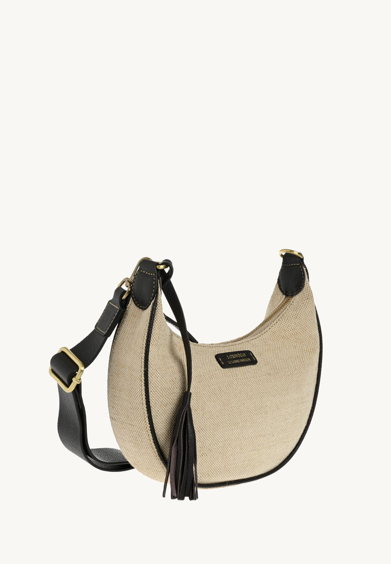 ALBANE - Sac demi lune en toile & cuir