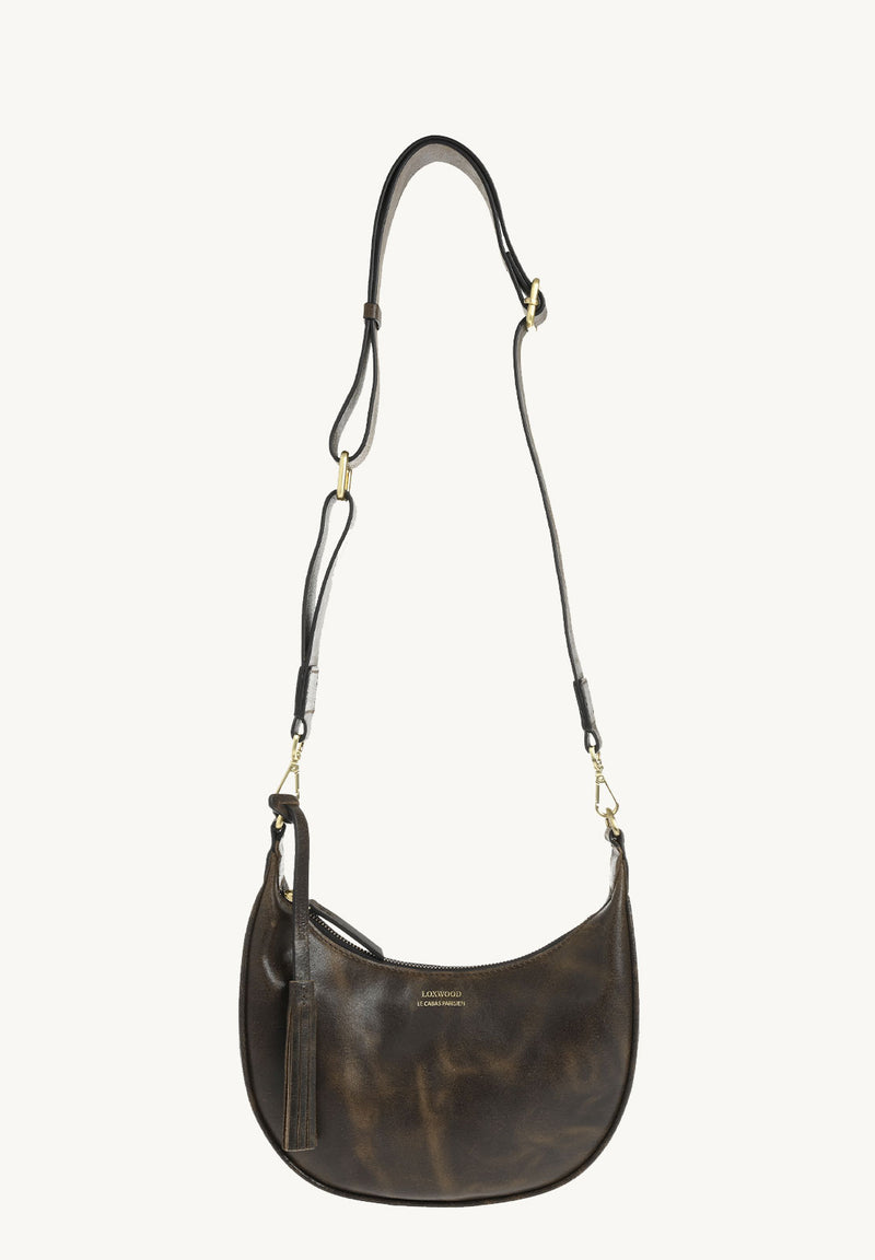 ALBANE - Sac demi lune cuir vintage