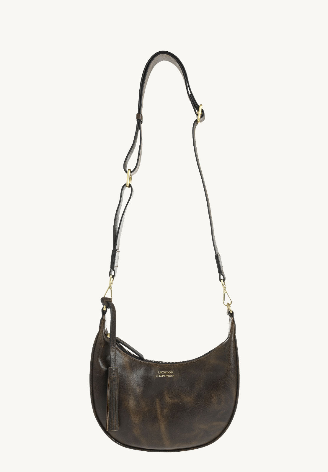 ALBANE - Sac demi lune cuir vintage